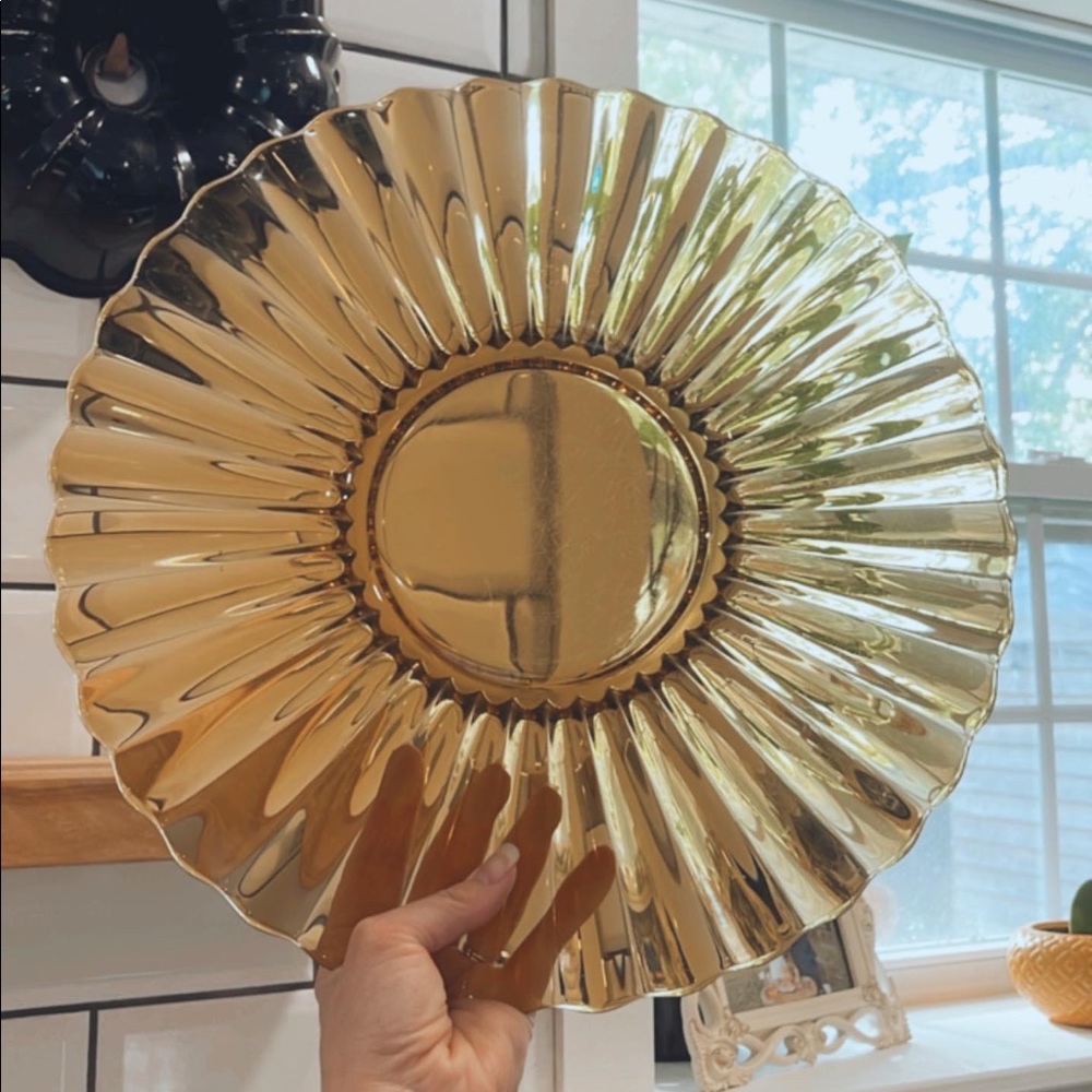 ✨ Vintage Amber Large Sunflower Serving Platter/Table Tray ✨